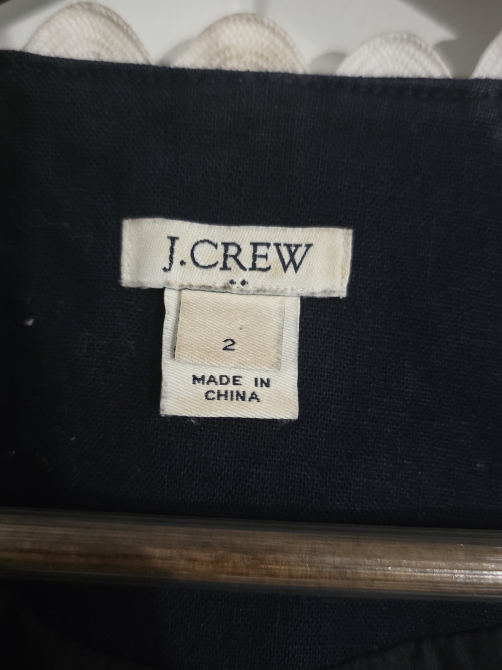 J.Crew Y2K Navy Linen Cotton Ric Rac Trim Lady Jacket Blazer Size 2 -18 inch ptp - Picture 4 of 11
